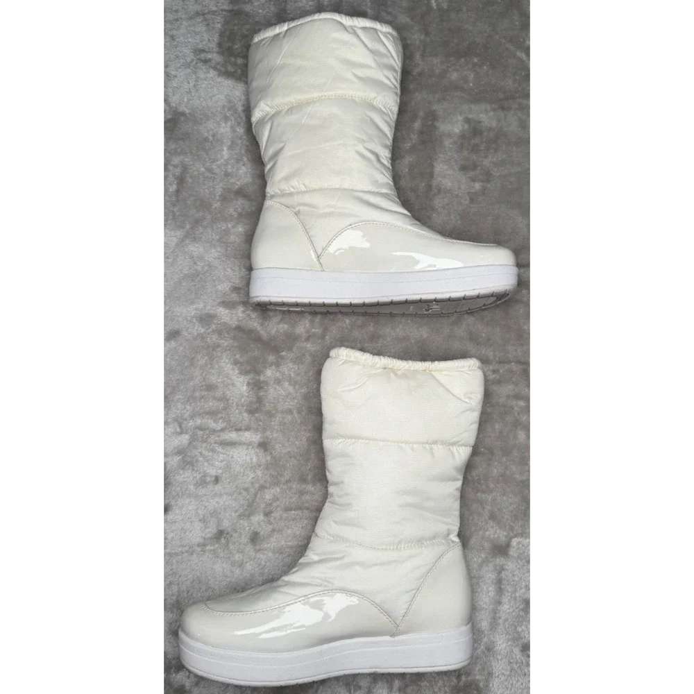 Cole Haan Alexa Ivory Leather White Puffy Waterproof Boots NikeAir Womens 8.5